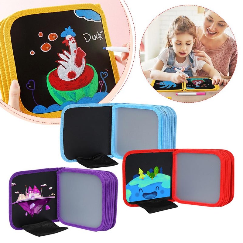 Portable Drawing Book, reusable scribble book and markers, Erasable Reusable Sketchpad with Pen and Storage Bag (B 14) - Image 3